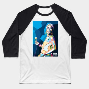 Abstract Popart Nina S in WPAP Baseball T-Shirt